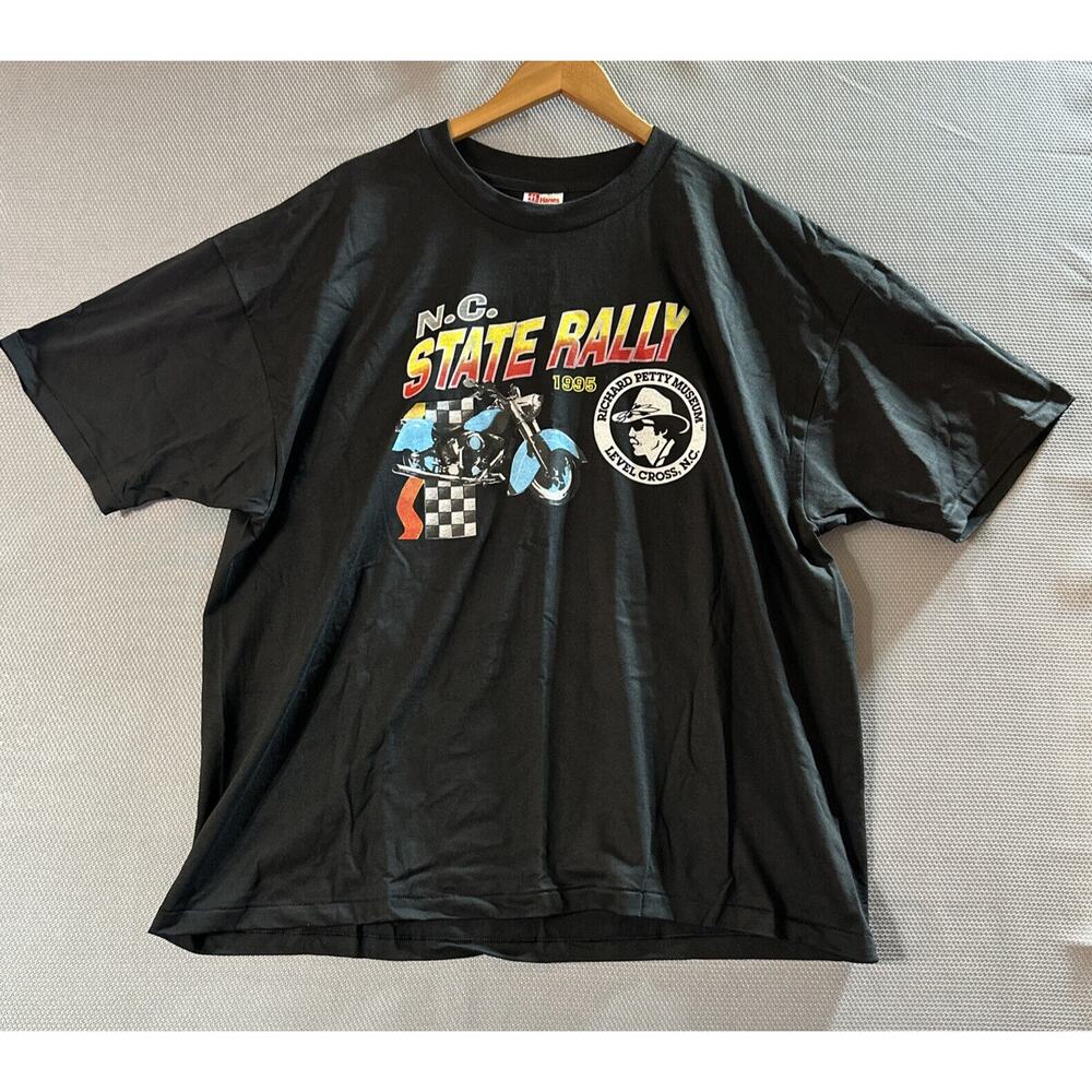 Vintage 1995 N.C.State Rally Richard Petty Museum Level Cross, NC T-Shirt SZ XXL